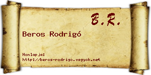 Beros Rodrigó névjegykártya